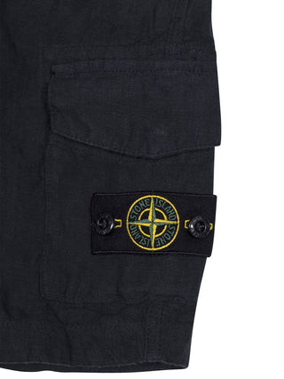 Leinenshorts mit Logo - Navy