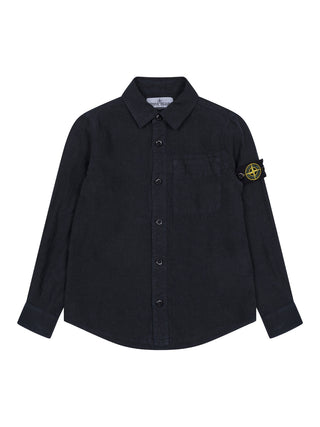 Langarm-Leinenhemd mit Kompass-Logo - Navy