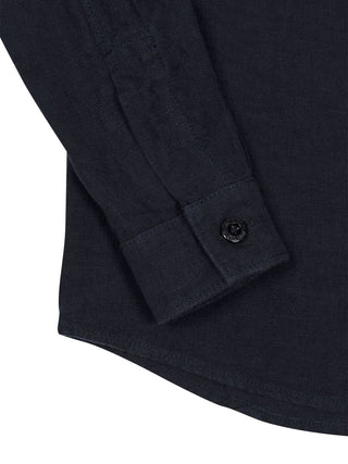 Langarm-Leinenhemd mit Kompass-Logo - Navy