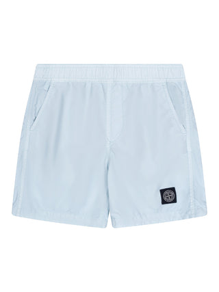 Badeshorts mit Logo-Patch - Sky