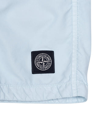 Badeshorts mit Logo-Patch - Sky