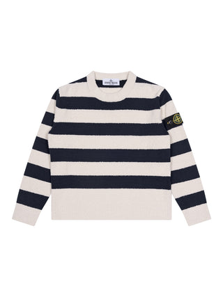 Gestreifter Strickpullover aus Bio-Baumwolle - Navy/Creme