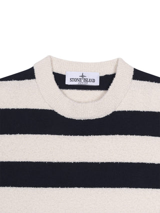 Gestreifter Strickpullover aus Bio-Baumwolle - Navy/Creme