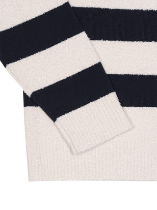 Gestreifter Strickpullover aus Bio-Baumwolle - Navy/Creme
