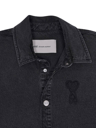 Schwarzes gestricktes Ami De Coeur Überhemd aus Baumwolle