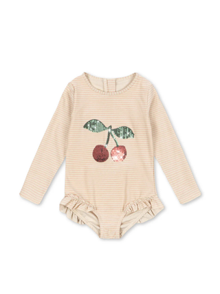 Jade Langarm-Badeanzug - Rose Stripe