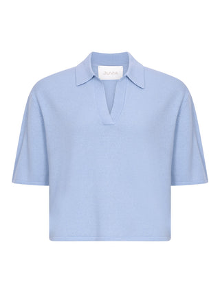 Cashmere Blend Polo in Hellblau