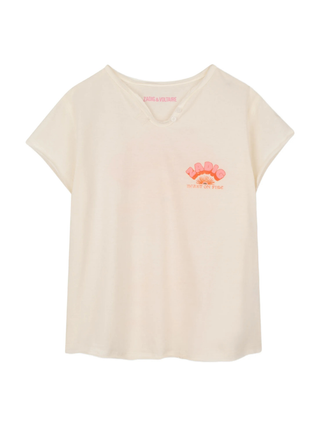 Boxo MC T-Shirt mit grafischem Print - Beige