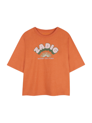 Niels T-Shirt mit grafischem Print - Orange