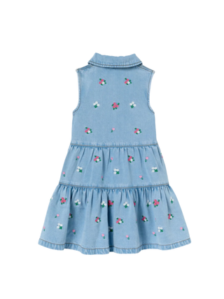 Besticktes Jeanskleid mit Blumenmuster
