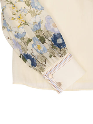 Gelbe Organza Bluse mit floralen Details