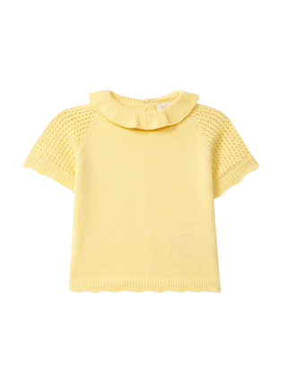 Kurzärmeliger Pullover aus Bio-Baumwolle - Gelb
