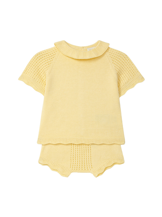 Kurzärmeliger Pullover aus Bio-Baumwolle - Gelb