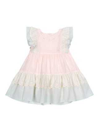 Besticktes Kleid mit Rüschen - Rosa