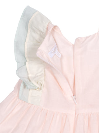 Besticktes Kleid mit Rüschen - Rosa