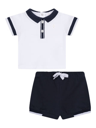 Set aus Poloshirt und Shorts - Weiß/Marine