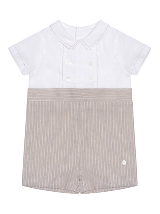 Festlicher Romper mit Ziernähten - Weiß/Beige