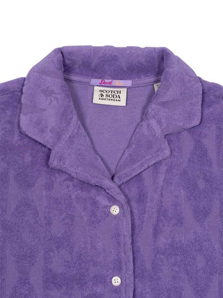 Kurzarmhemd aus Jacquard-Frottee - Lila