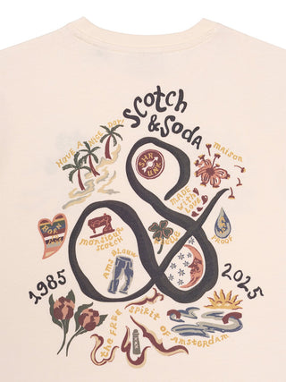 Lässiges T-Shirt mit Stickerei zum 40. Jubiläum - Creme
