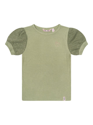 Kyoto Rippstrick-Top mit Puffärmeln - Grün