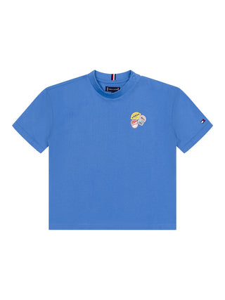 Sticker Print T-Shirt - Blau