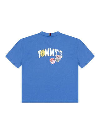 Sticker Print T-Shirt - Blau