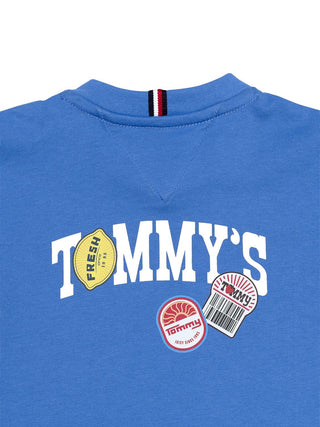 Sticker Print T-Shirt - Blau