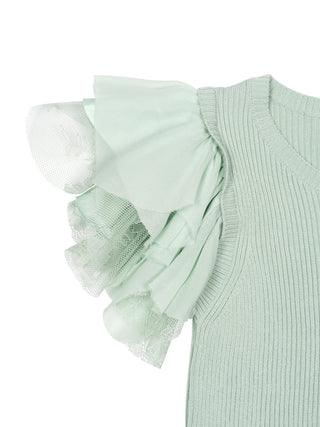Shirt mit Rüschen - Türkis