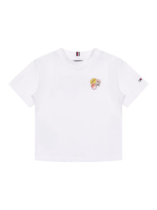 Sticker-Print Grafik T-Shirt - Weiß