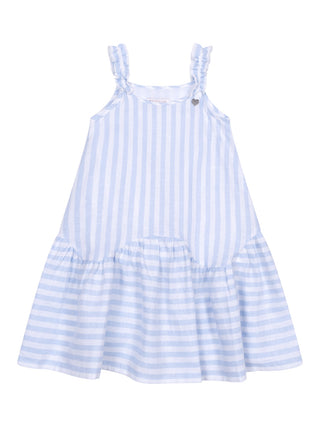 Gestreiftes Kleid aus Leinengemisch - Blau/Weiß