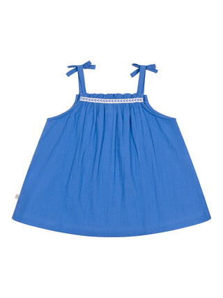 Voile-Top aus Bio-Baumwolle - Blau