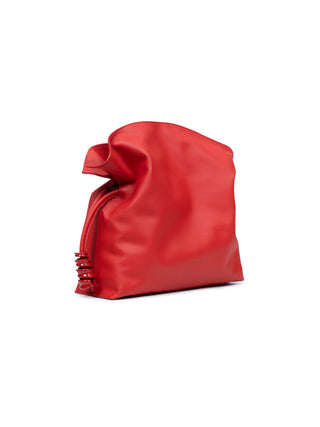 Mittelgroße Coil Flamenco Clutch aus Nappa-Kalbsleder in Rot