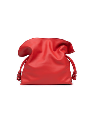 Mittelgroße Coil Flamenco Clutch aus Nappa-Kalbsleder in Rot