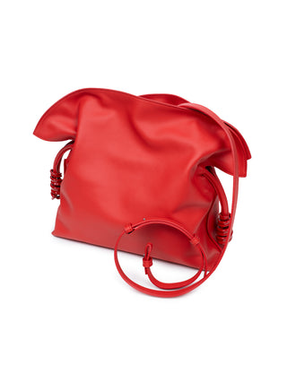 Mittelgroße Coil Flamenco Clutch aus Nappa-Kalbsleder in Rot