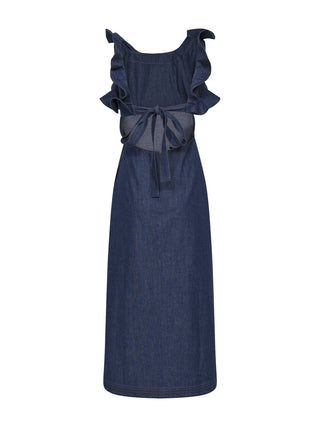 Aster Denim Frill Midikleid