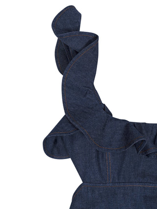 Aster Denim Frill Midikleid