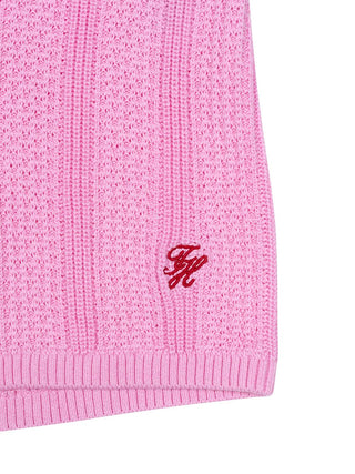 Shorts in Häkel-Optik mit aufgesticktem Logo - Rosa