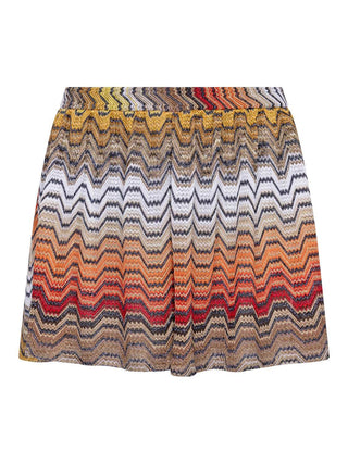 Lamé-Viskose-Shorts mit pixeligem Zickzackmuster