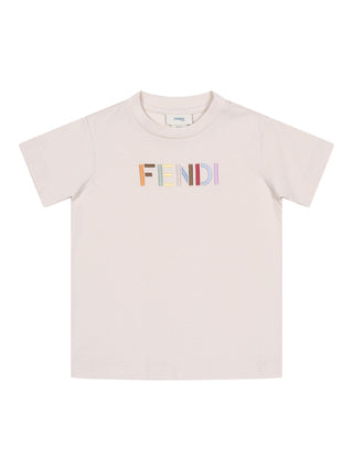 T-Shirt mit gesticktem Logo - Beige