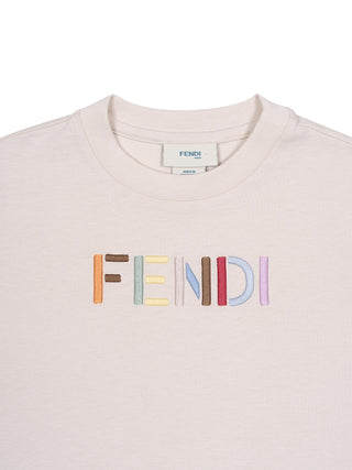 T-Shirt mit gesticktem Logo - Beige