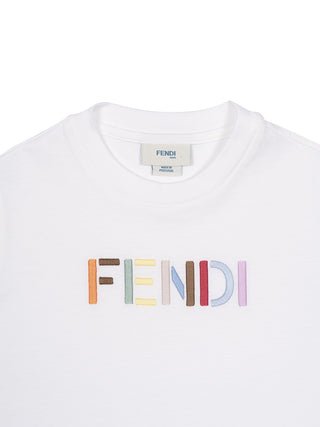 T-Shirt mit gesticktem Logo - Weiß
