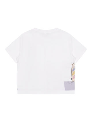 T-Shirt mit großem, mehrfarbigem Aufdruck - Weiß