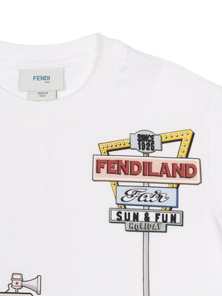 T-Shirt mit großem, mehrfarbigem Aufdruck - Weiß
