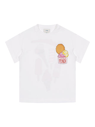 T-Shirt mit Logo-Eiscreme-Print - Weiß