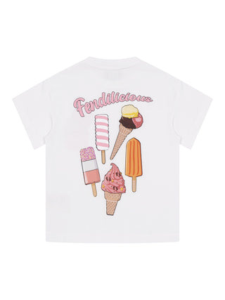 T-Shirt mit Logo-Eiscreme-Print - Weiß