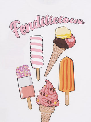 T-Shirt mit Logo-Eiscreme-Print - Weiß