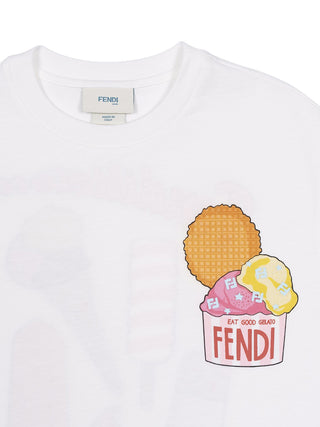 T-Shirt mit Logo-Eiscreme-Print - Weiß