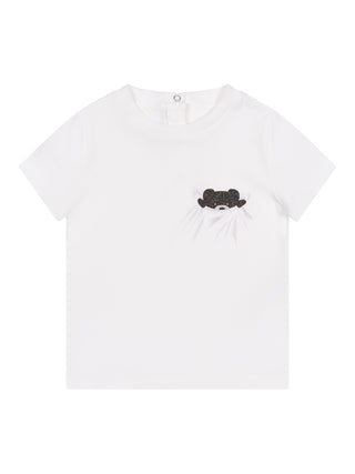 T-Shirt mit FF-Logo-Fendi-Bär - Weiß