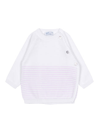 Wickelpulli mit Streifen - Weiß/Rosa