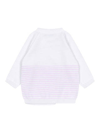 Wickelpulli mit Streifen - Weiß/Rosa